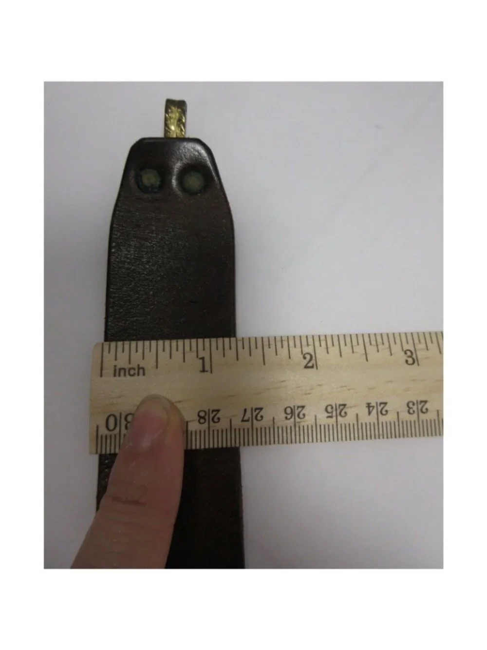 VINTAGE J Press Belt Leather Brass O-Ring Hook Buckle Handsewn *
